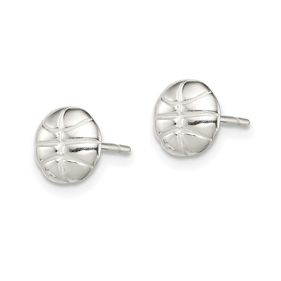 925 Sterling Silver Genuine Sports Basketball Mini Earrings - Picture 3 of 5